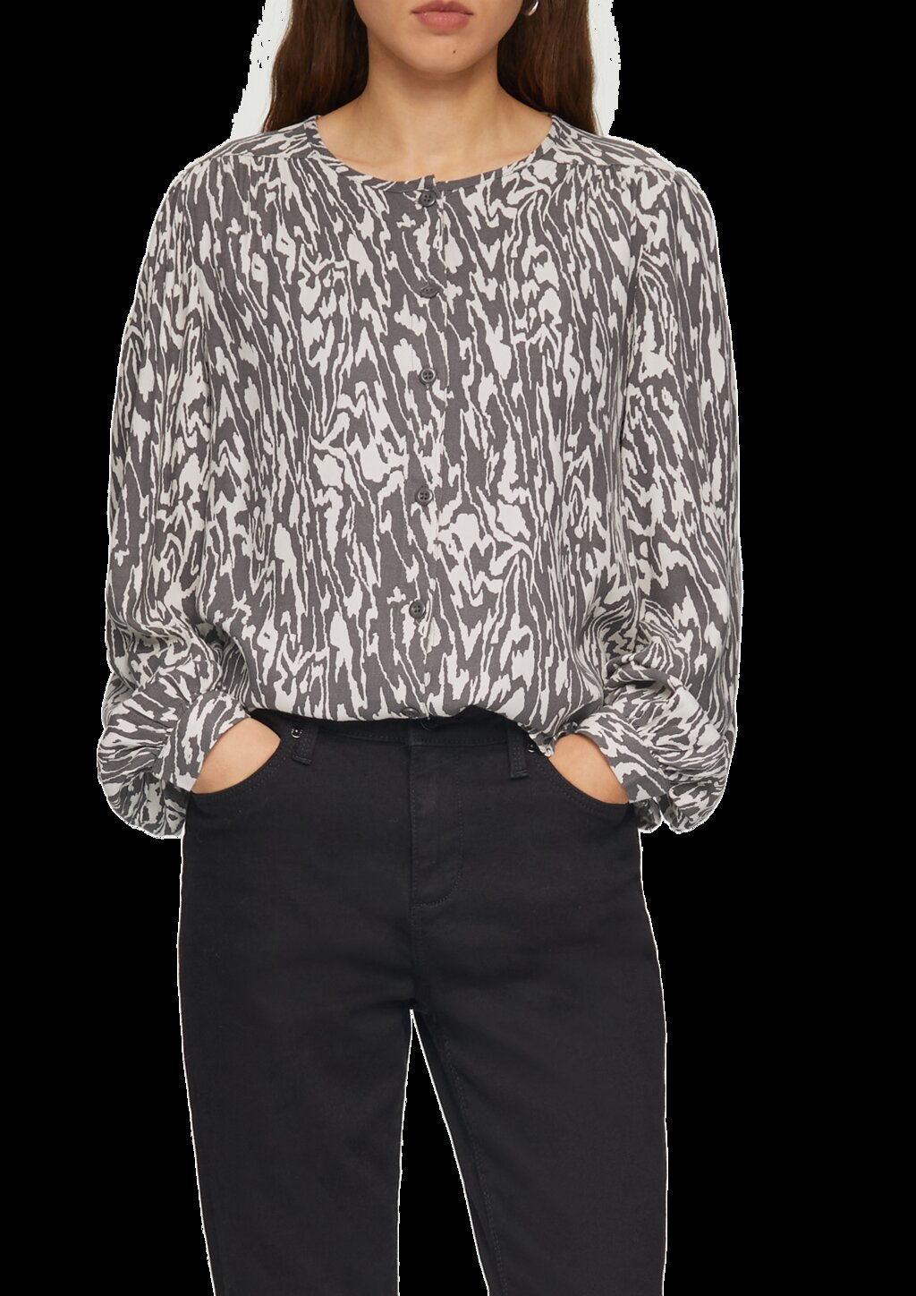 Melierte Viskosebluse im Loose Fit