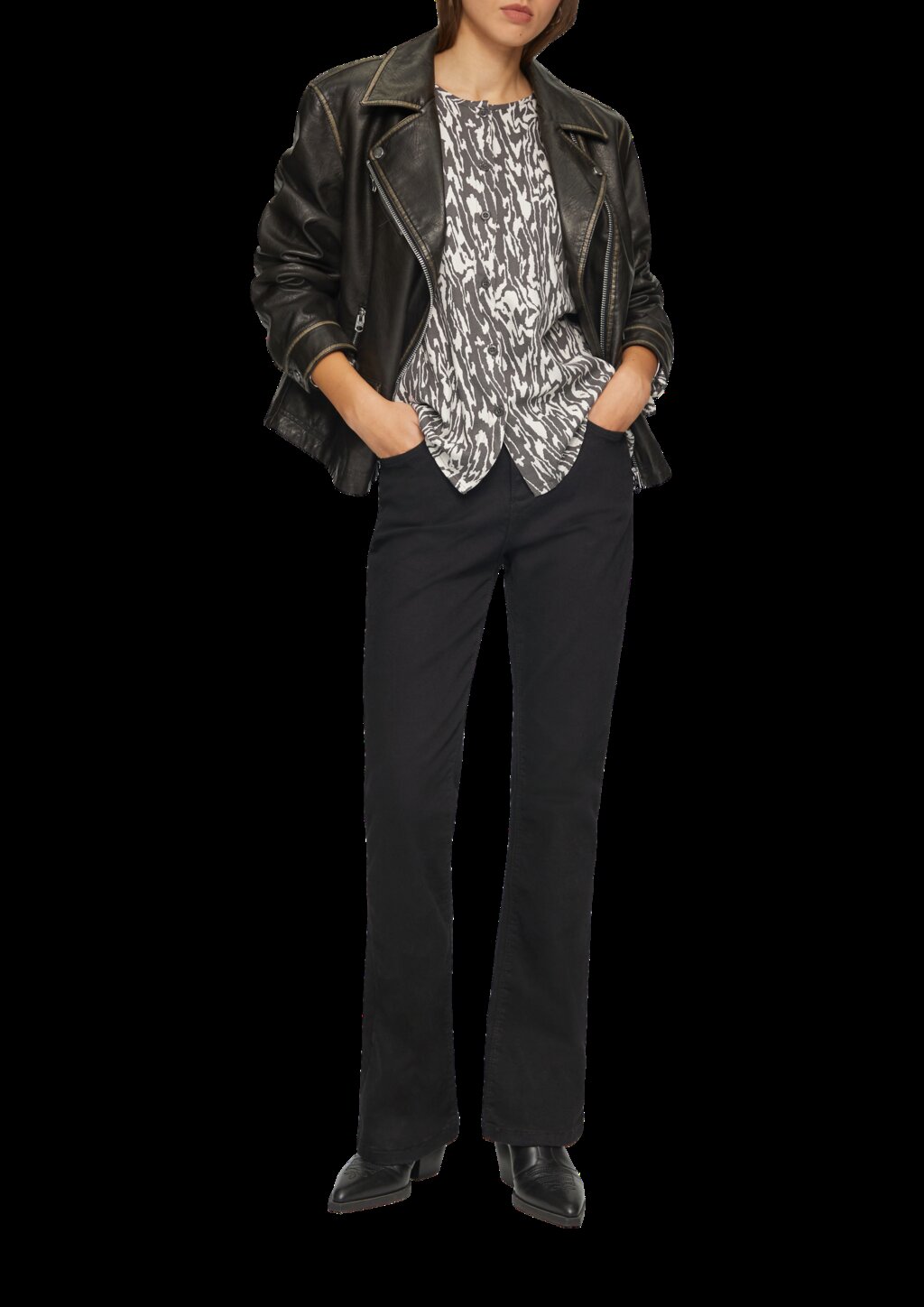 Melierte Viskosebluse im Loose Fit