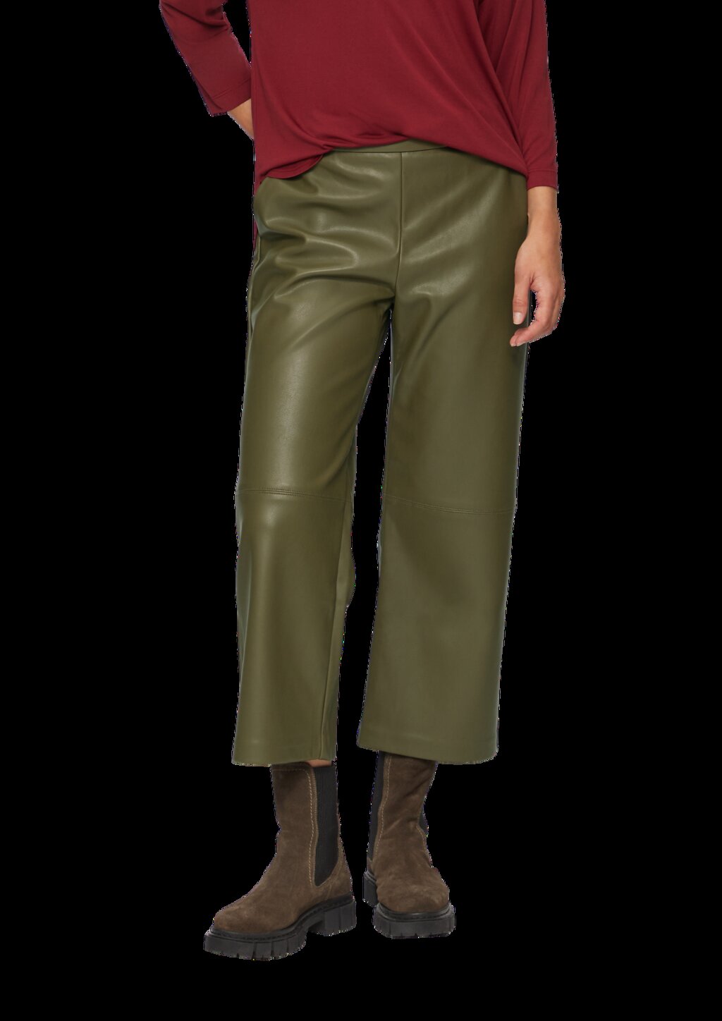 Culotte aus Lederimitat mit Nahtdetails