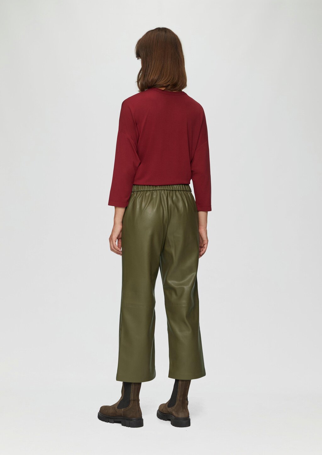 Culotte aus Lederimitat mit Nahtdetails