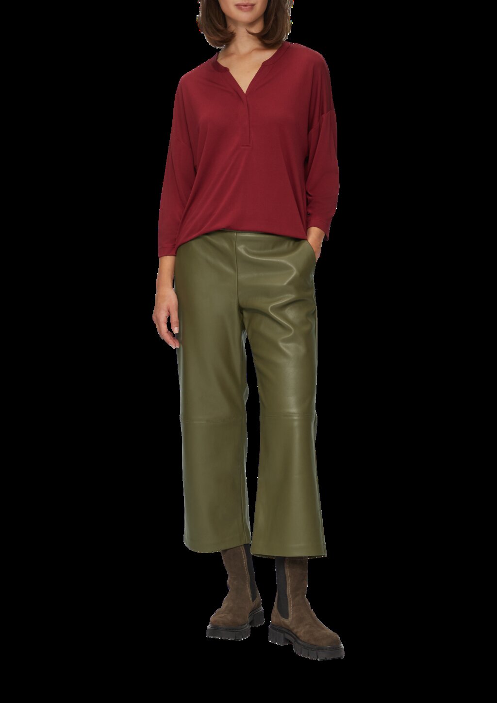 Culotte aus Lederimitat mit Nahtdetails