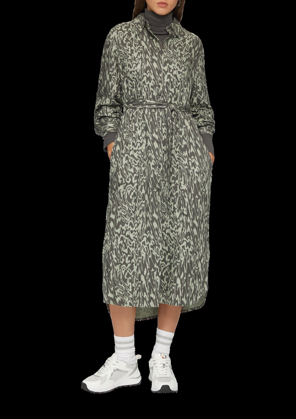 Langes Kleid mit All-Over-Print