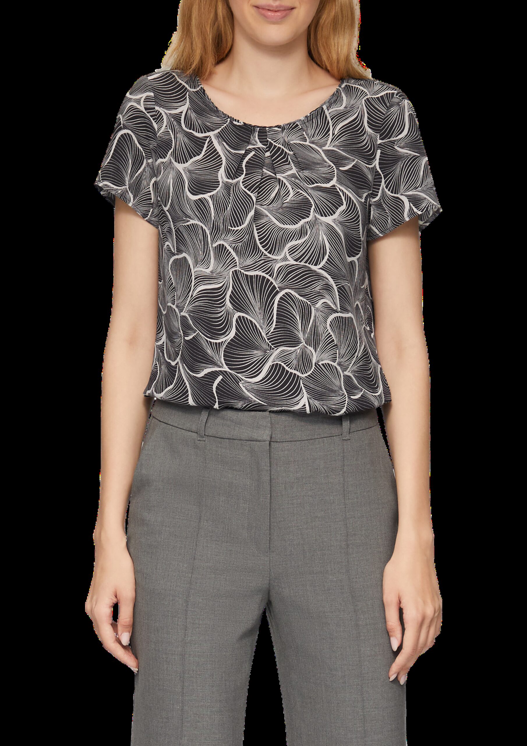 Fein gemusterte Bluse mit Raffungen