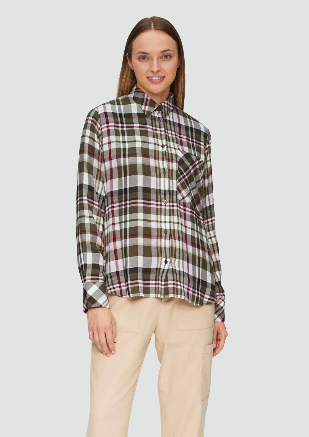 Karierte Hemdbluse aus Viskosemix