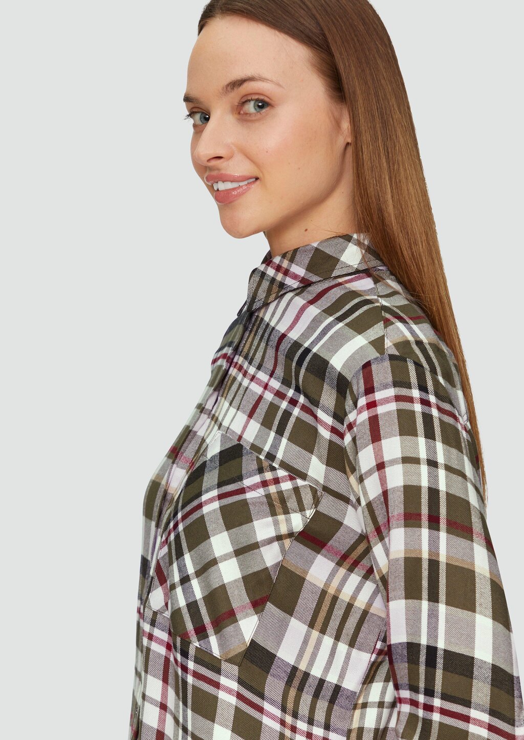 Karierte Hemdbluse aus Viskosemix