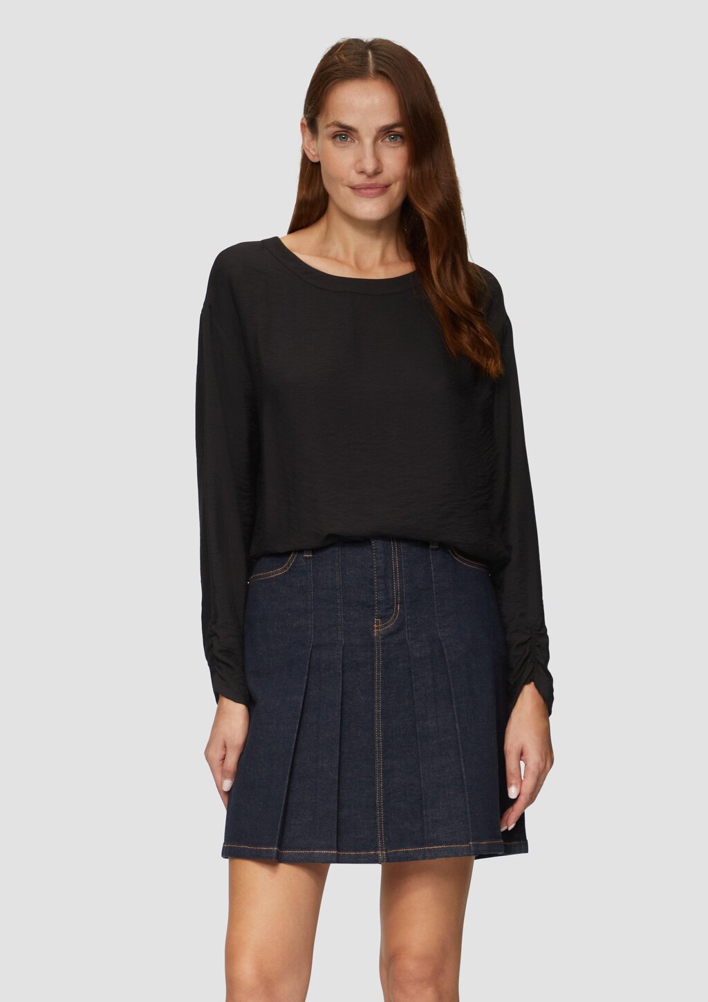 Viskose-Bluse mit elastischem Saum