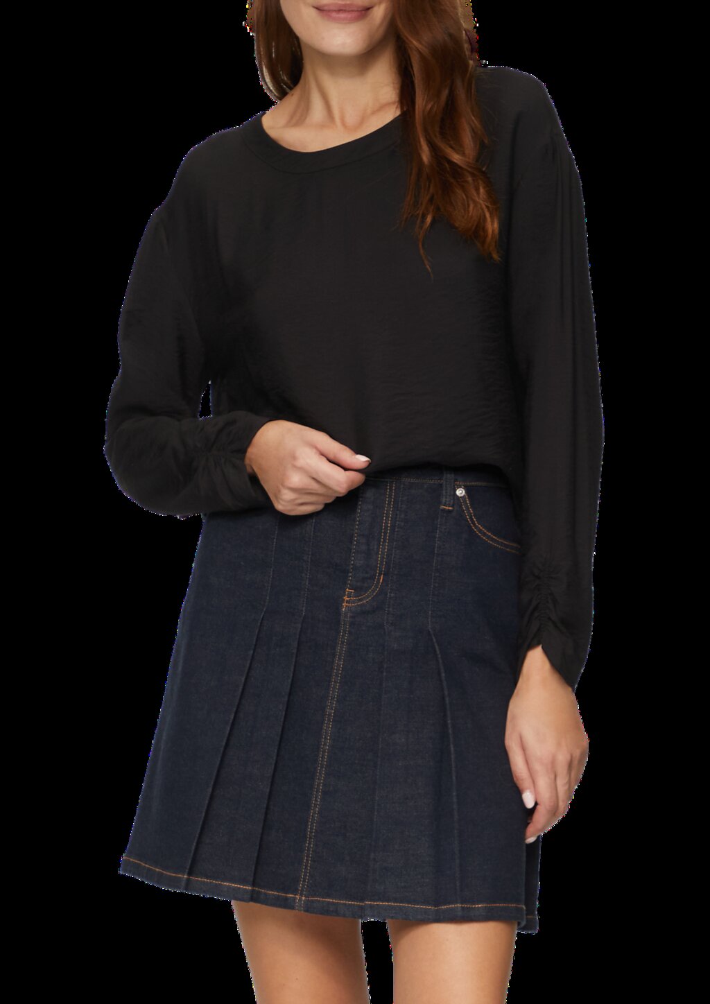 Viskose-Bluse mit elastischem Saum