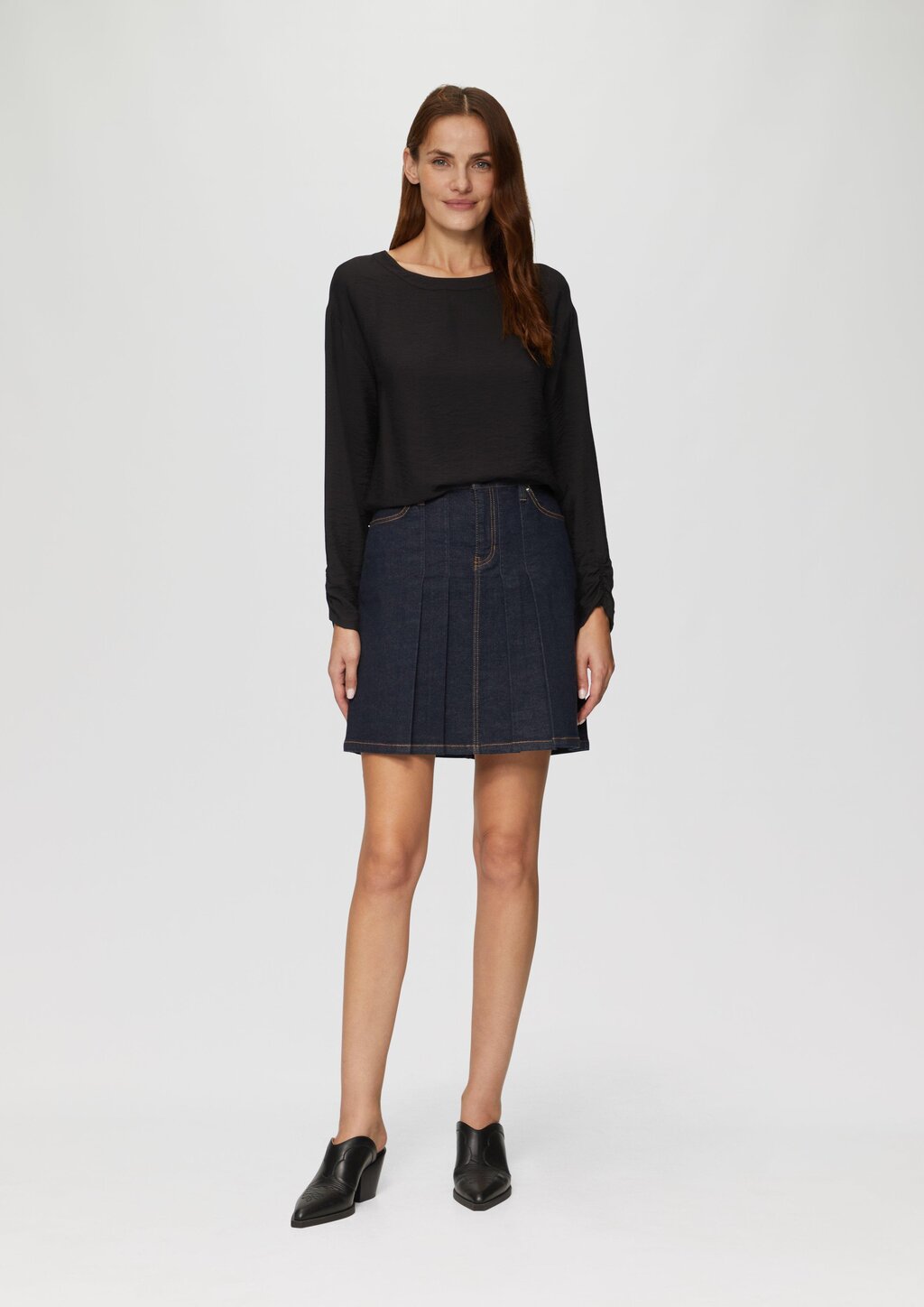 Viskose-Bluse mit elastischem Saum