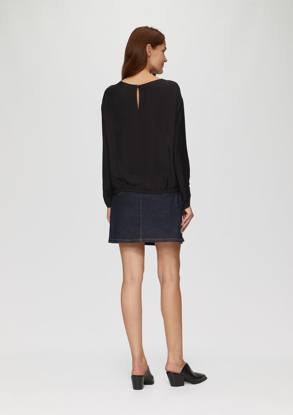 Viskose-Bluse mit elastischem Saum