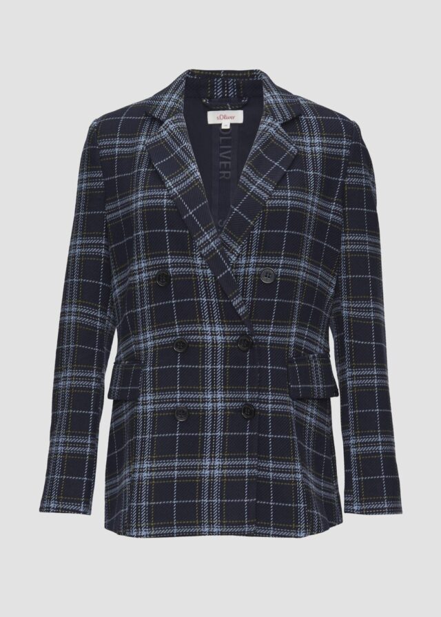 Langer Twillblazer mit Karomuster