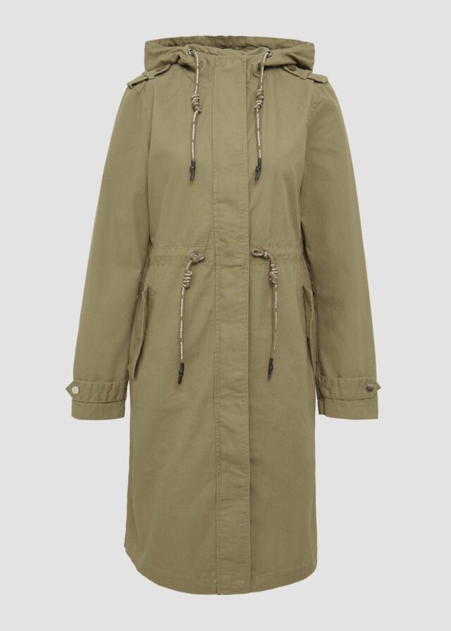 Kapuzenparka aus Baumwolle mit Tunnelzug in der Taille