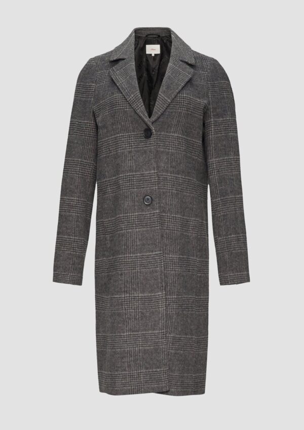 Karierter Mantel aus Wollmix