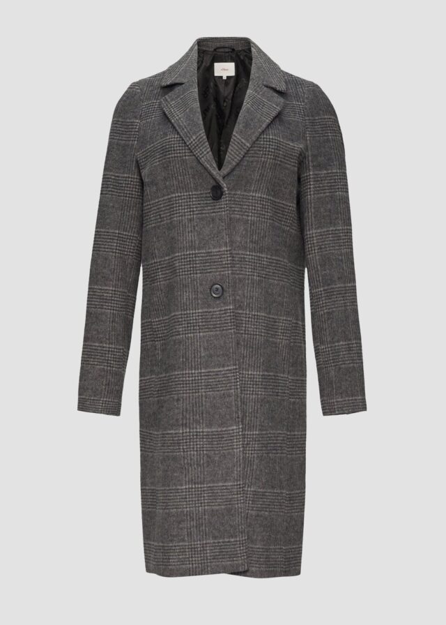 Karierter Mantel aus Wollmix