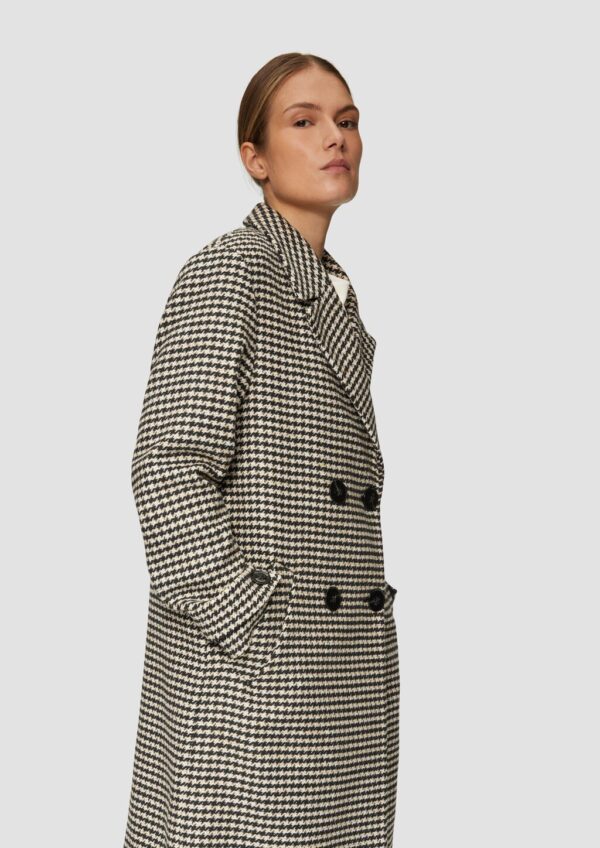 Mantel aus Wollmix mit Hahnentrittmuster