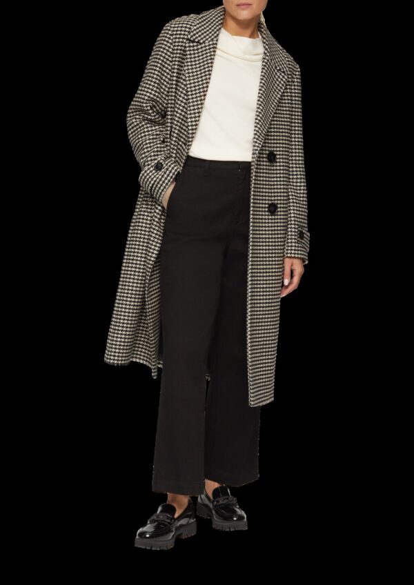 Mantel aus Wollmix mit Hahnentrittmuster