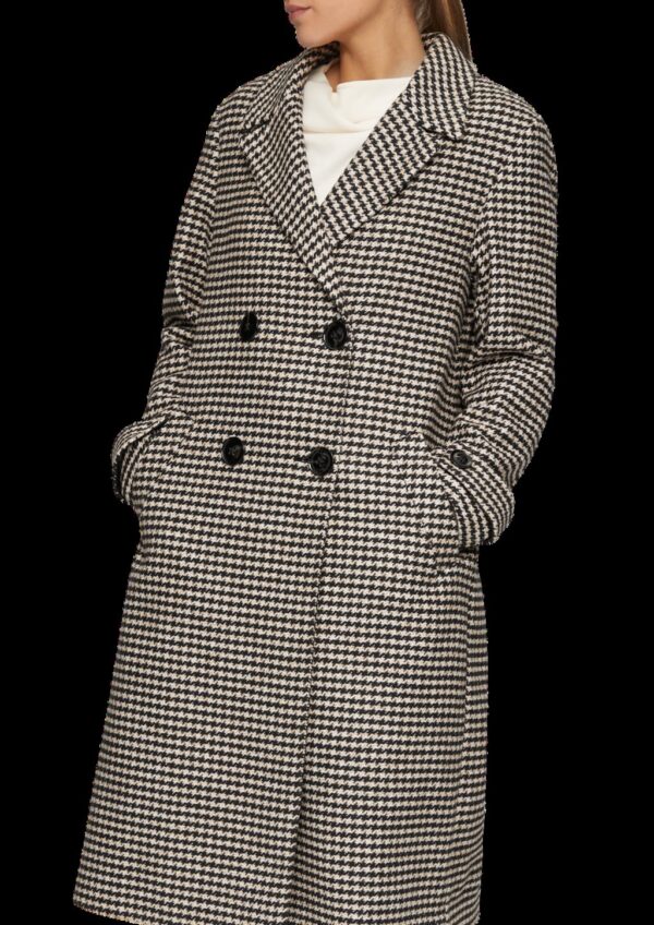 Mantel aus Wollmix mit Hahnentrittmuster