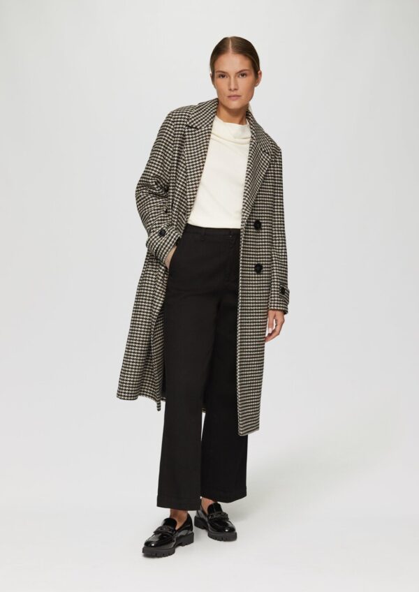 Mantel aus Wollmix mit Hahnentrittmuster