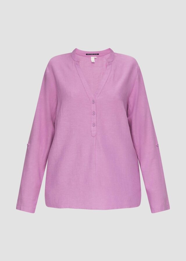 Bluse mit Stehkragen und Knopfleiste
