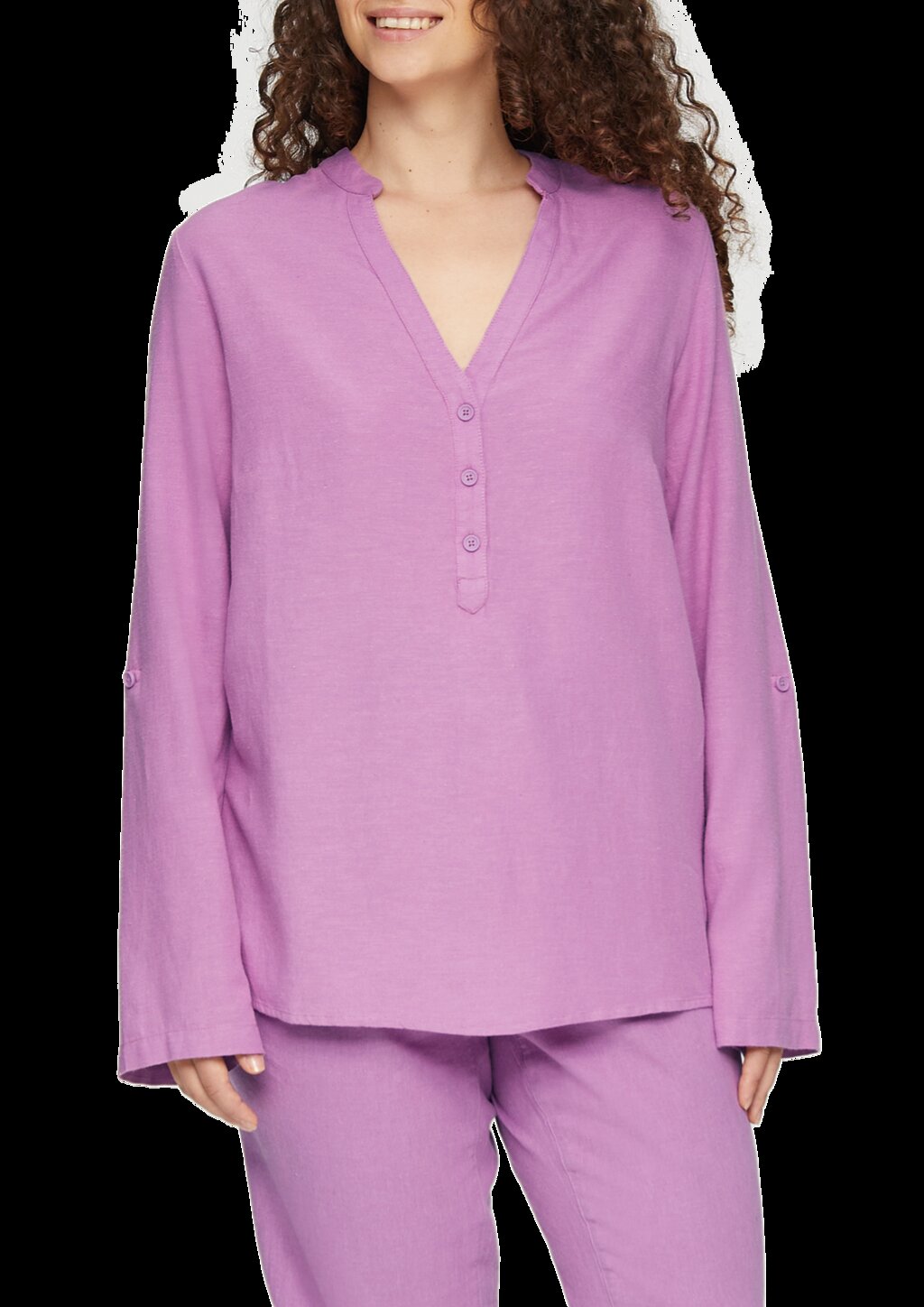 Bluse mit Stehkragen und Knopfleiste