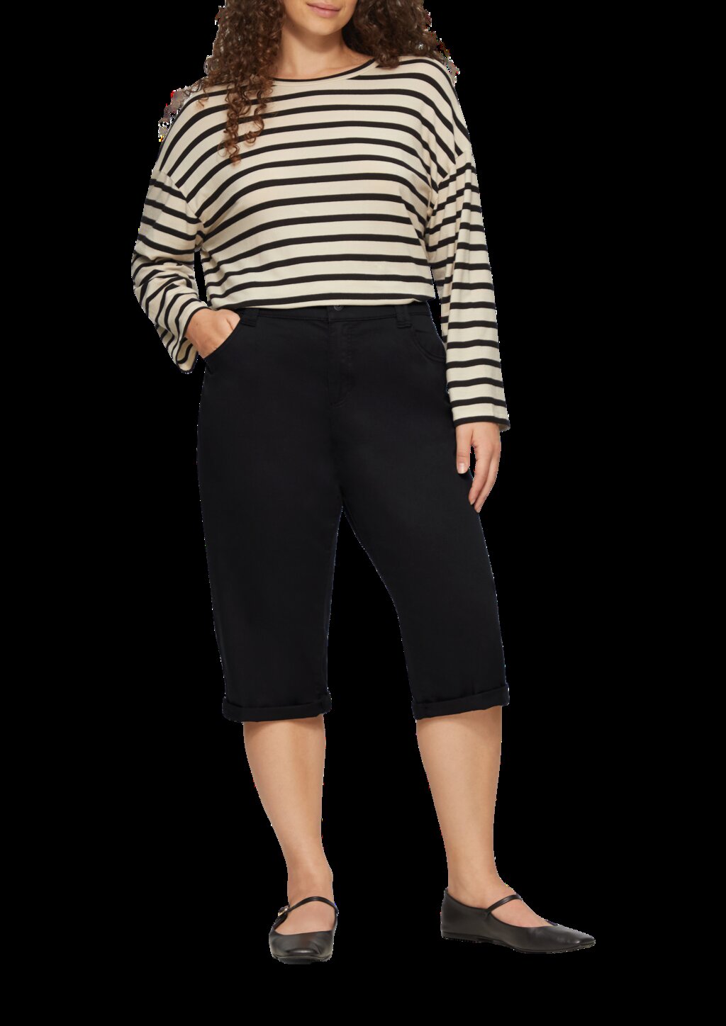 Elastische Capri-Hose aus Baumwoll-Satin