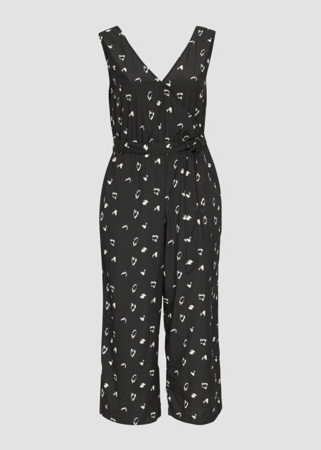 Ärmelloser Jumpsuit mit Eingrifftaschen und Bindeband