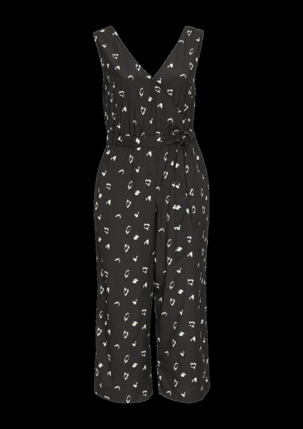 Ärmelloser Jumpsuit mit Eingrifftaschen und Bindeband