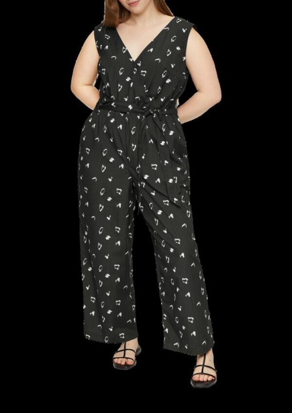 Ärmelloser Jumpsuit mit Eingrifftaschen und Bindeband