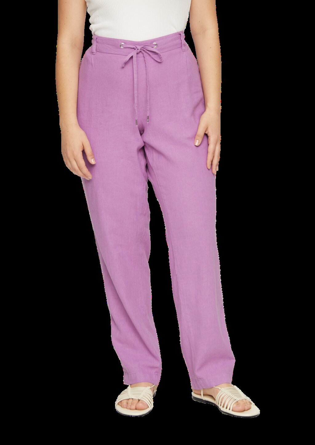 Hose aus Leinenmix mit Elastikbund und schmal zulaufendem Bein