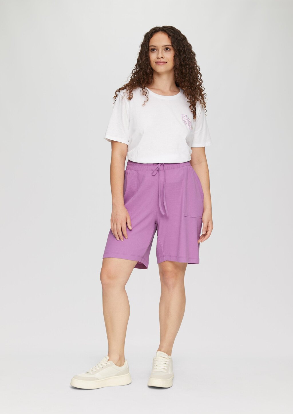 Kurze Hose mit Elastikbund und Waffelpiqué-Struktur