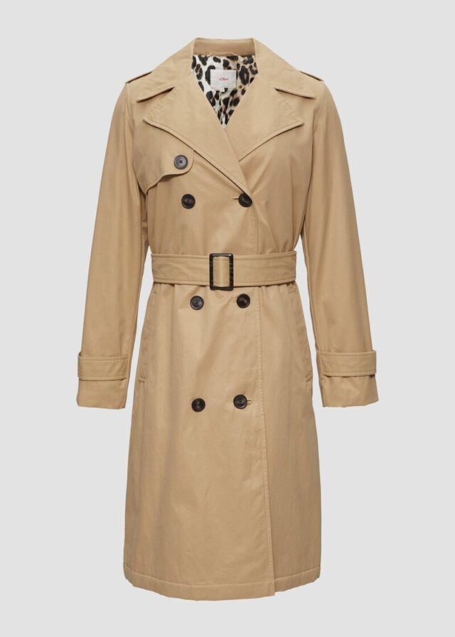 Wattierter Trenchcoat mit Innenprint