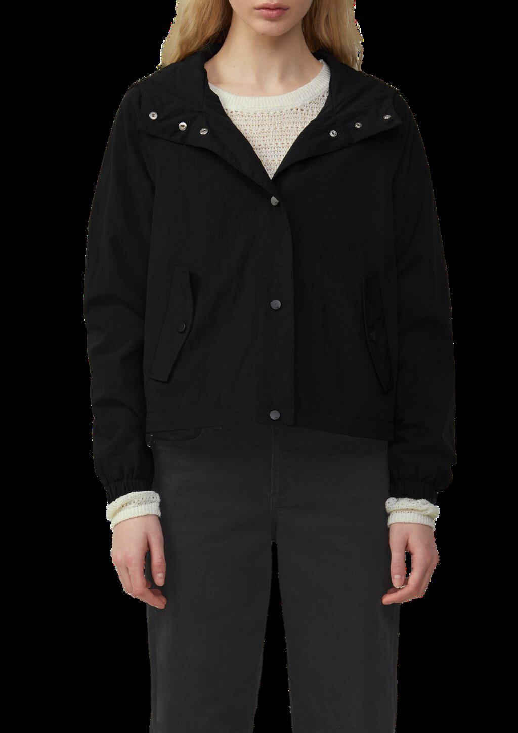 Nylon-Jacke mit Kapuze und verstellbarem Saum