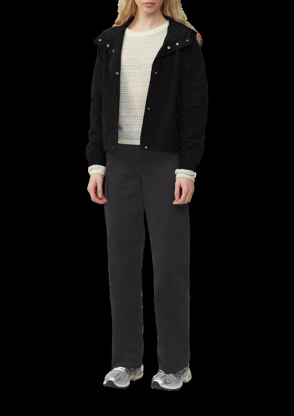 Nylon-Jacke mit Kapuze und verstellbarem Saum