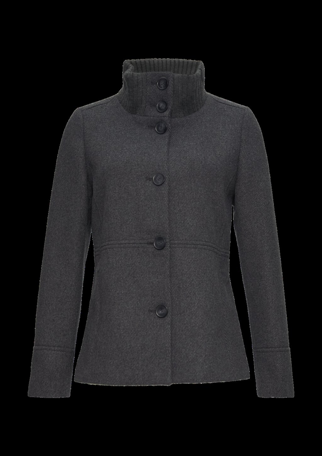 Twilljacke mit Strick-Stehkragen und Eingrifftaschen