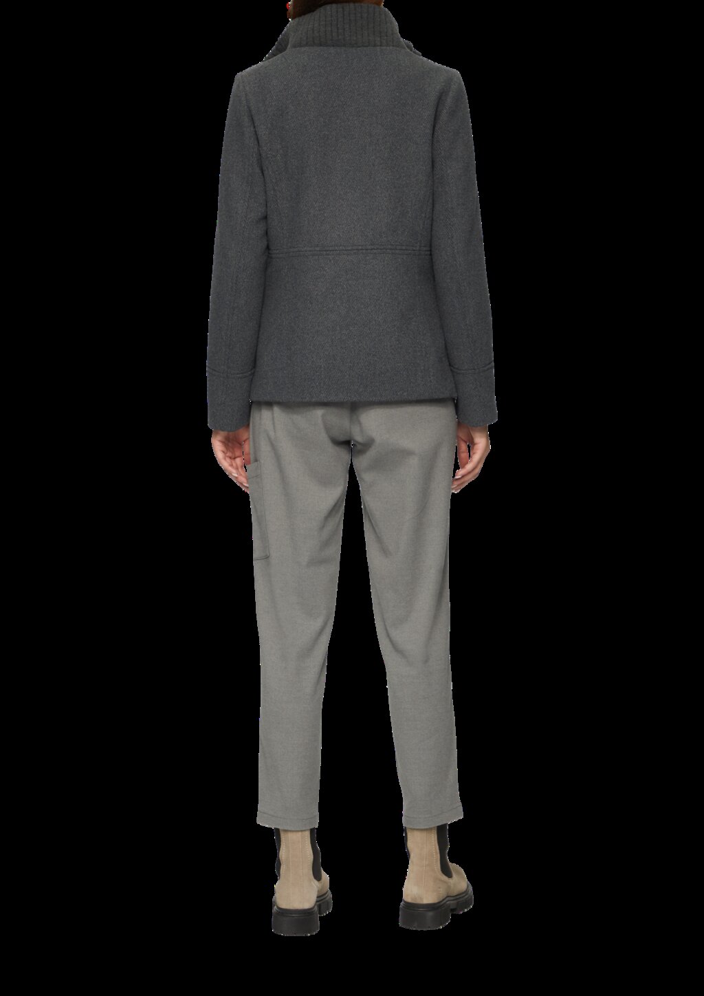 Twilljacke mit Strick-Stehkragen und Eingrifftaschen