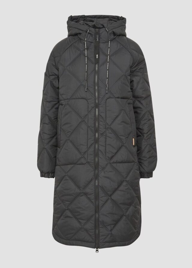 Mantel mit Prägemuster und Kapuze