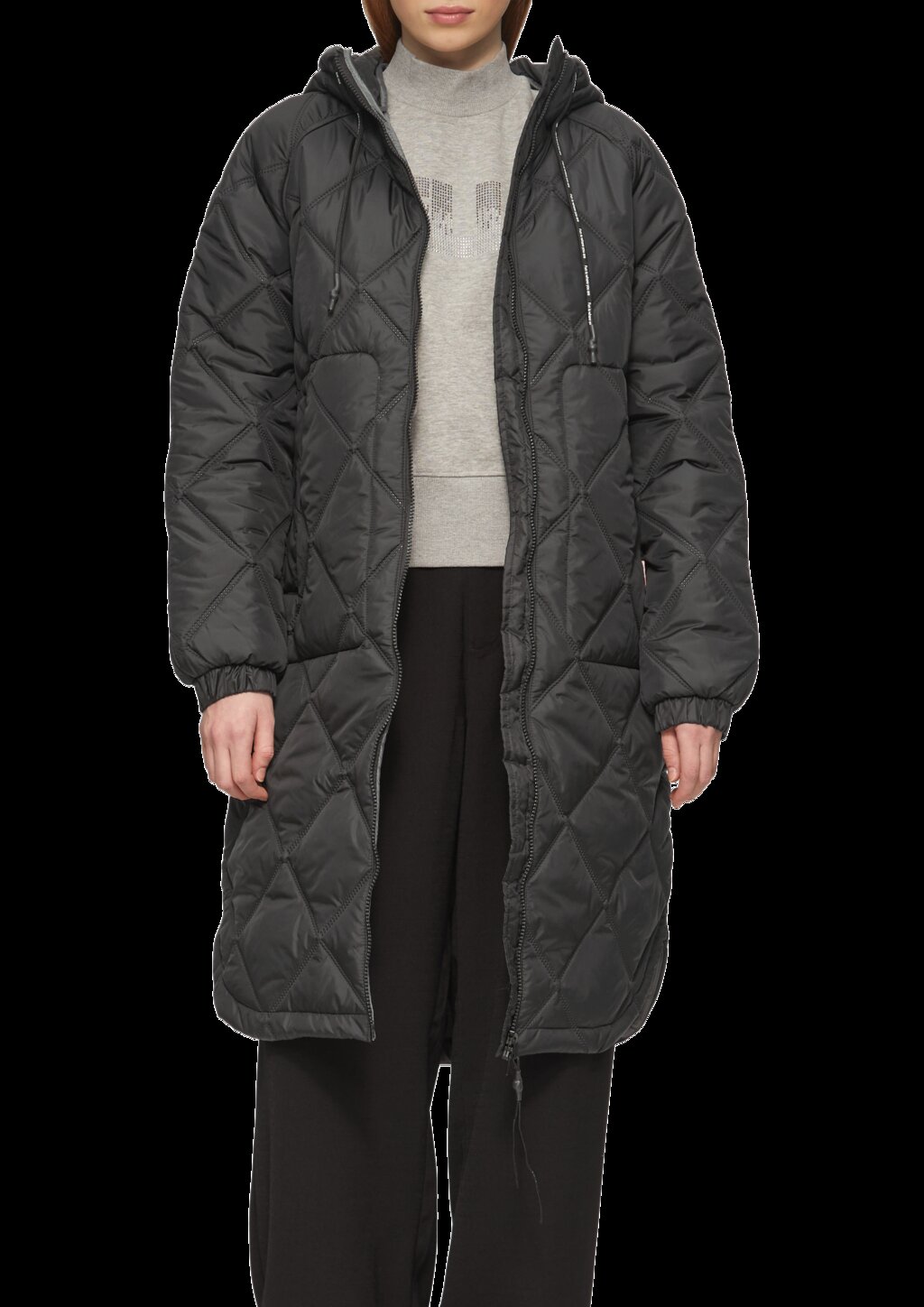 Mantel mit Prägemuster und Kapuze