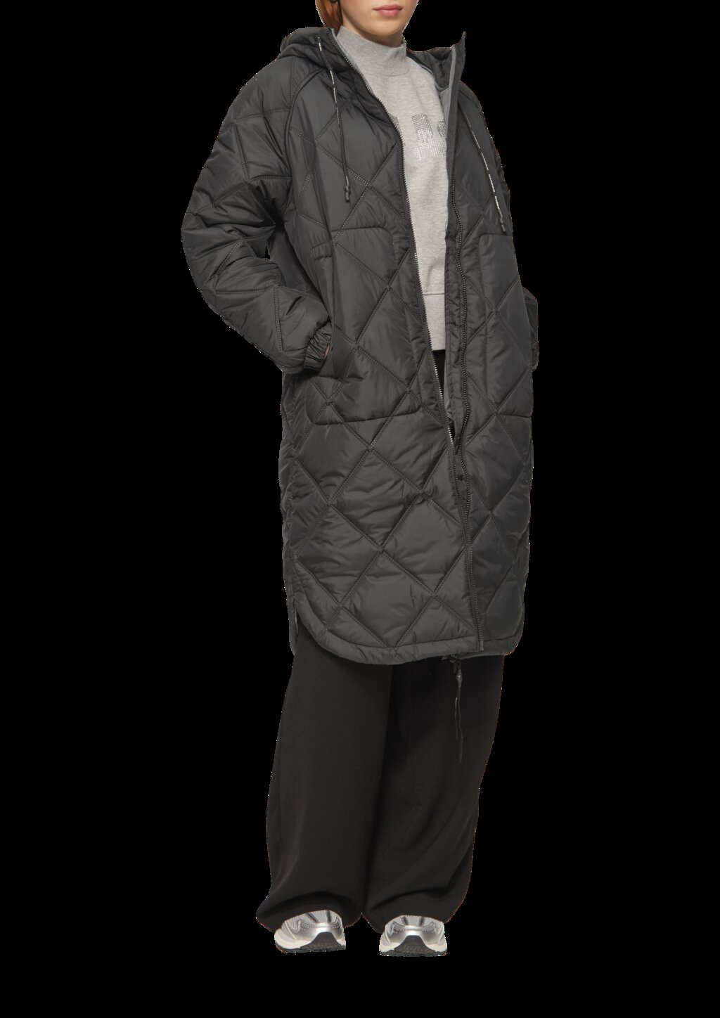 Mantel mit Prägemuster und Kapuze