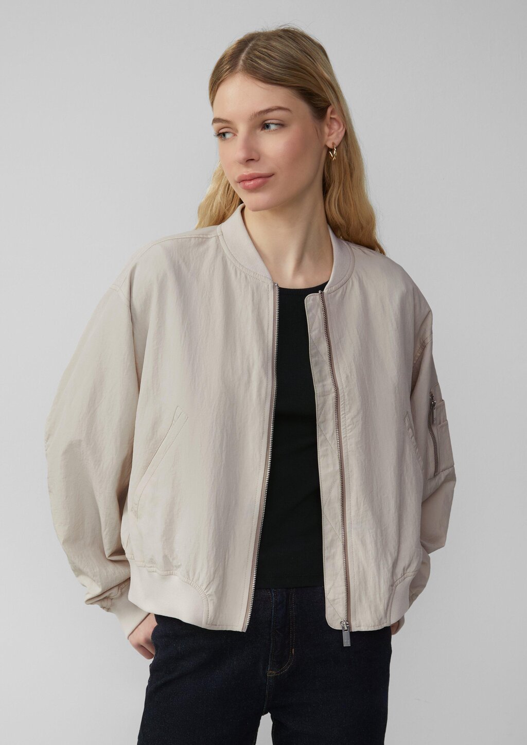 Blouson mit Stehkragen und Rippbündchen