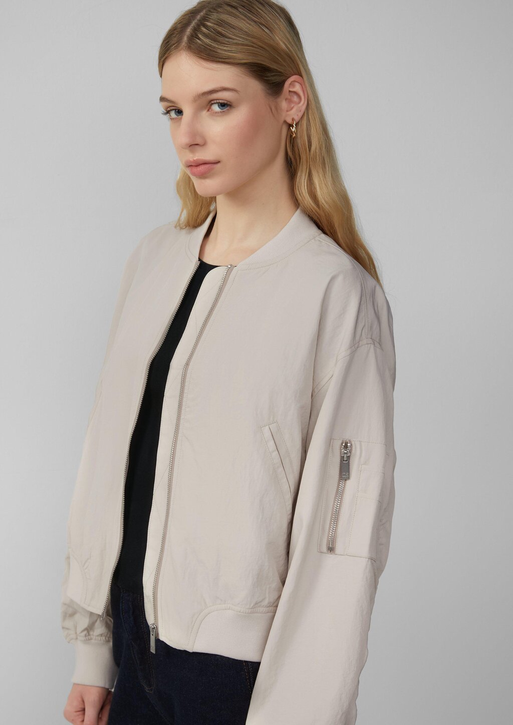Blouson mit Stehkragen und Rippbündchen