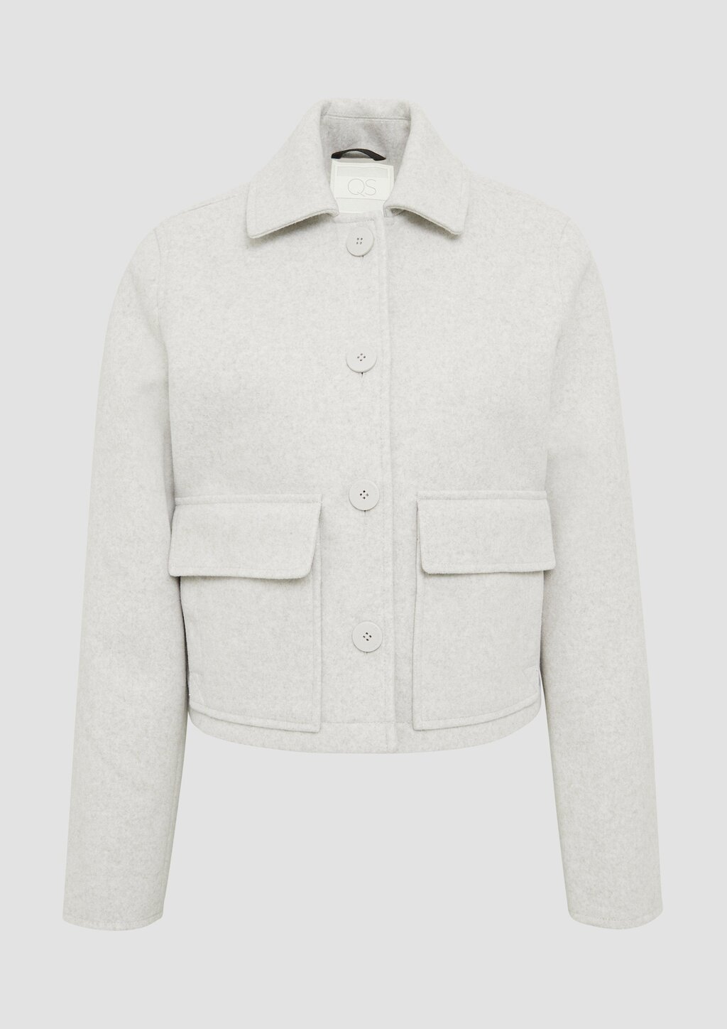 Kurze Jacke in Wolloptik mit aufgesetzten Taschen