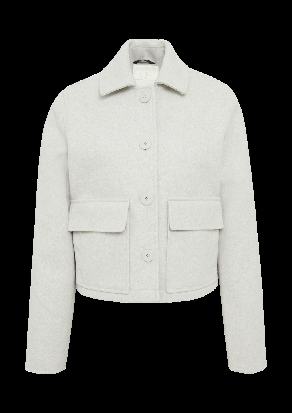 Kurze Jacke in Wolloptik mit aufgesetzten Taschen