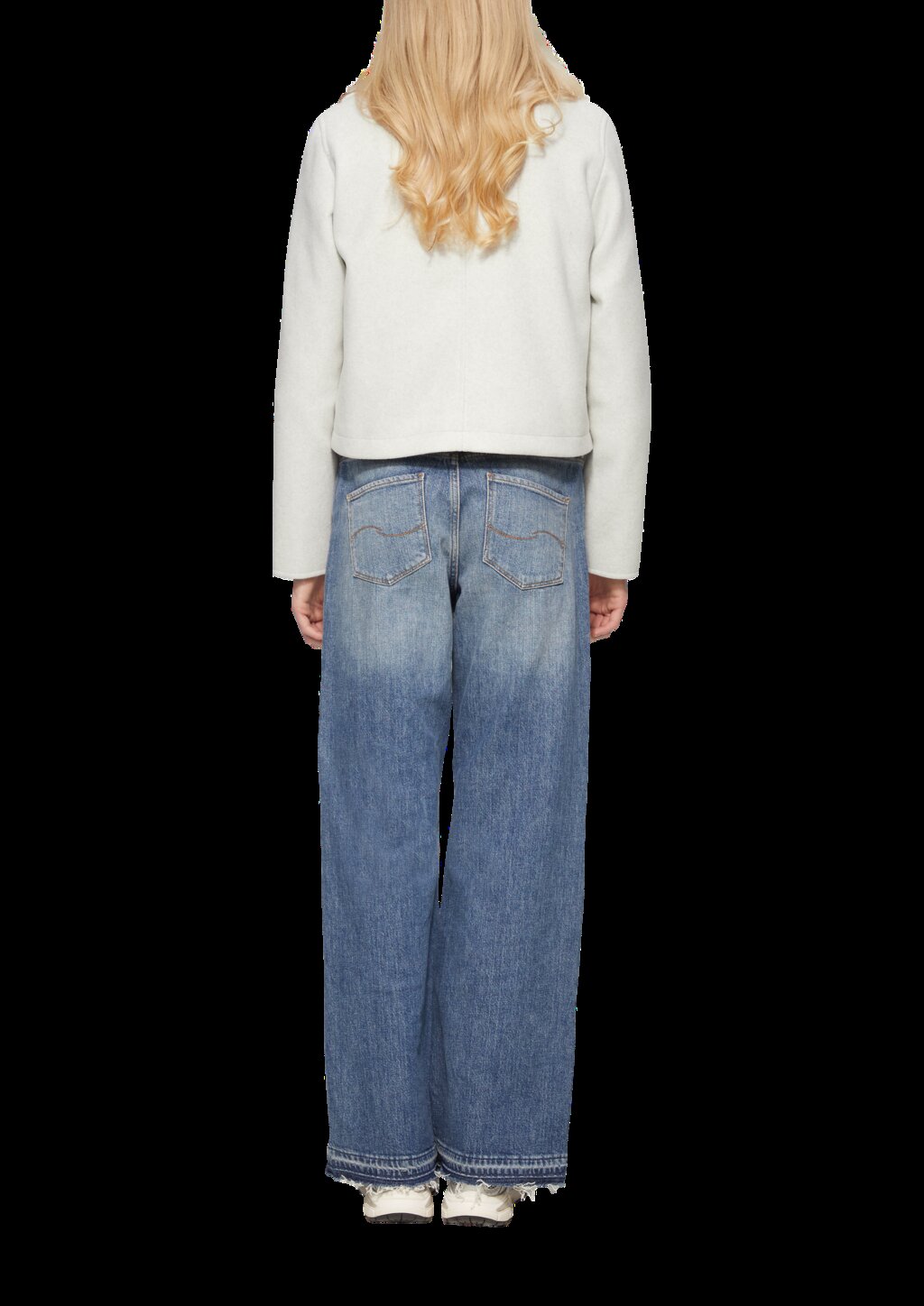 Kurze Jacke in Wolloptik mit aufgesetzten Taschen