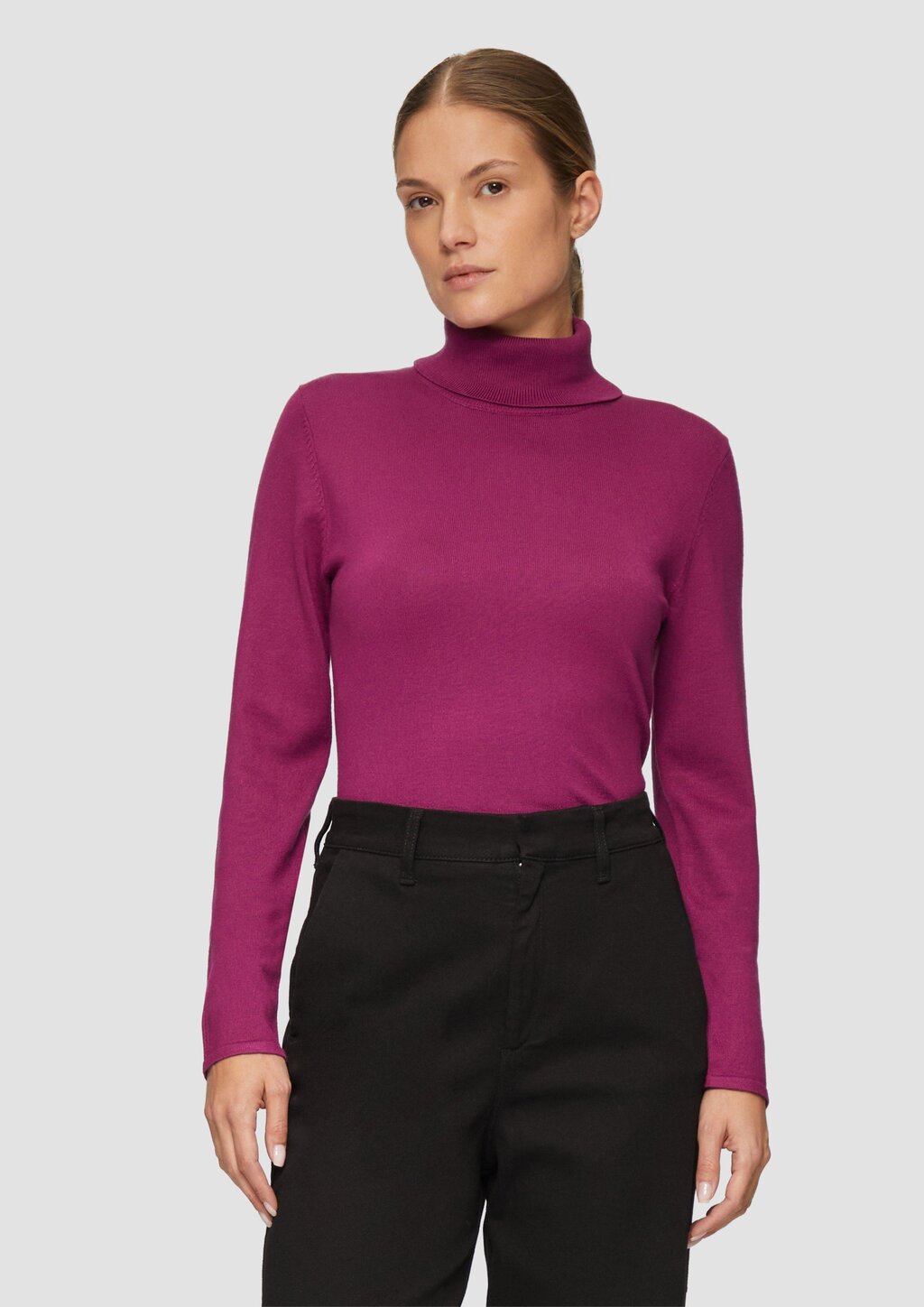 Feiner Rollkragenpullover mit Ajour-Details