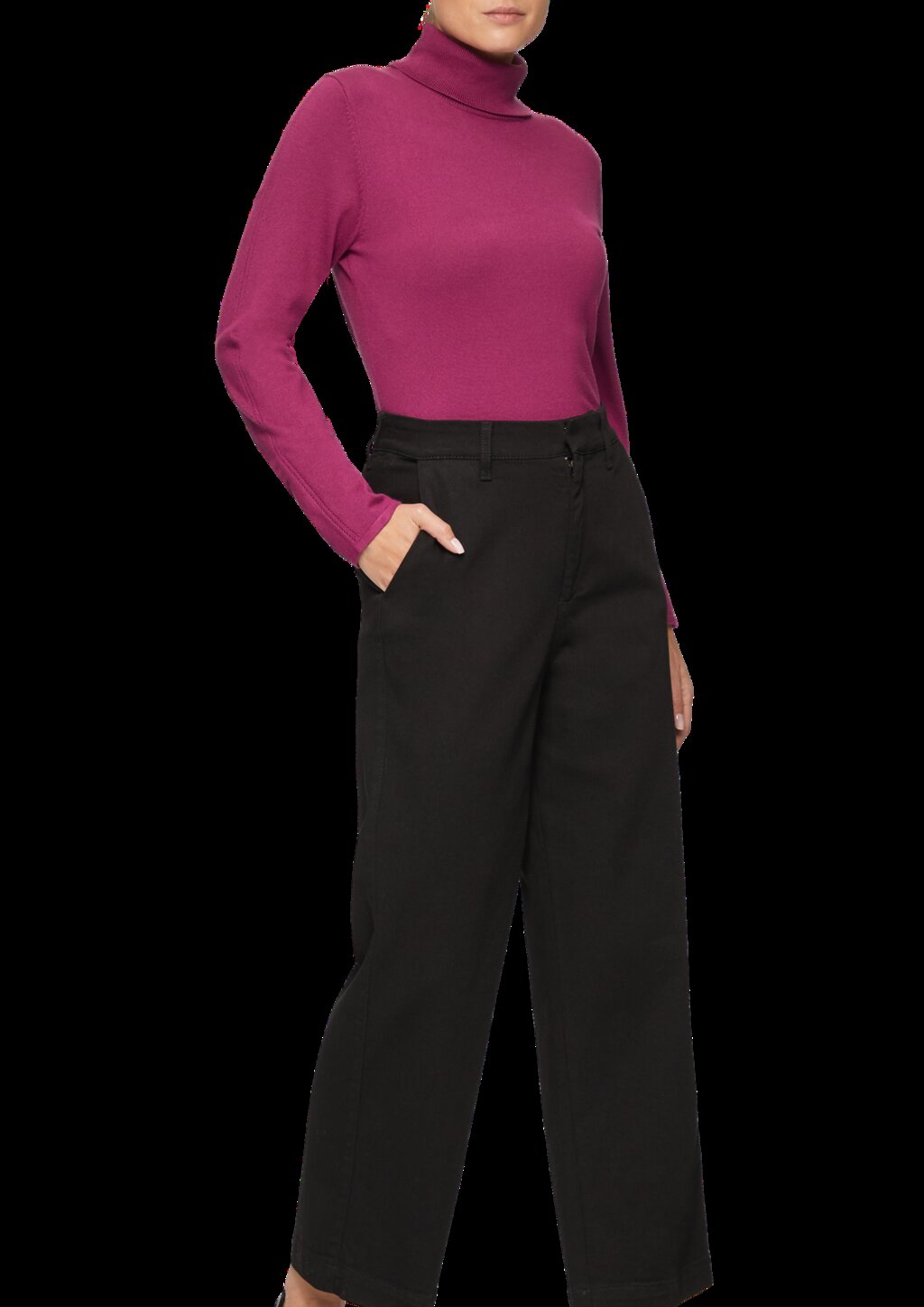 Feiner Rollkragenpullover mit Ajour-Details