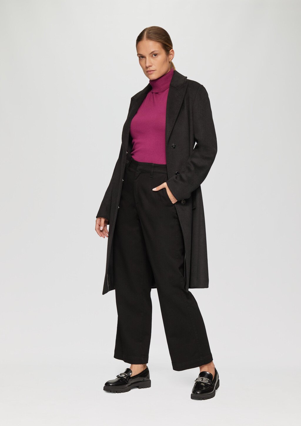 Feiner Rollkragenpullover mit Ajour-Details