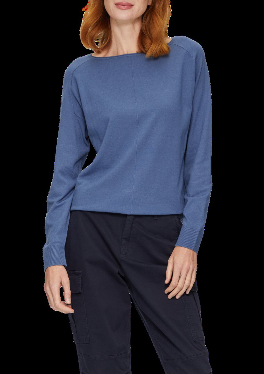 Strickpullover mit U-Boot-Ausschnitt aus Viskosestretch