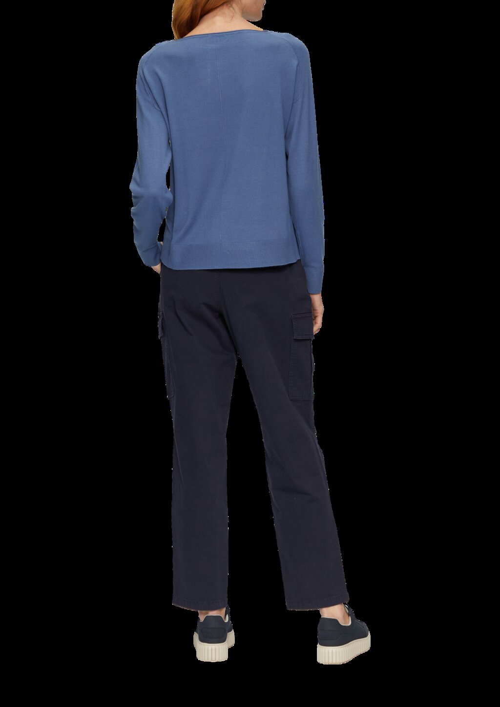 Strickpullover mit U-Boot-Ausschnitt aus Viskosestretch