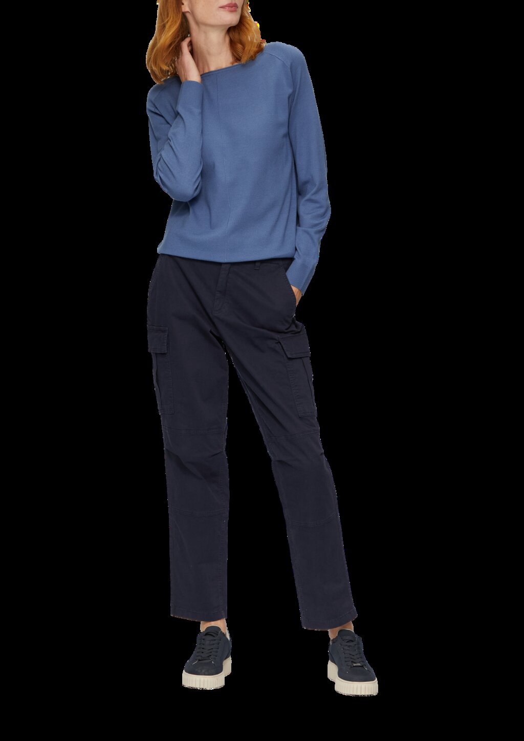 Strickpullover mit U-Boot-Ausschnitt aus Viskosestretch