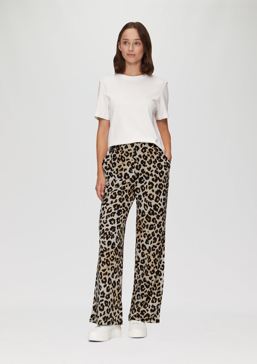 Hose mit Wide Leg aus strukturiertem Jersey