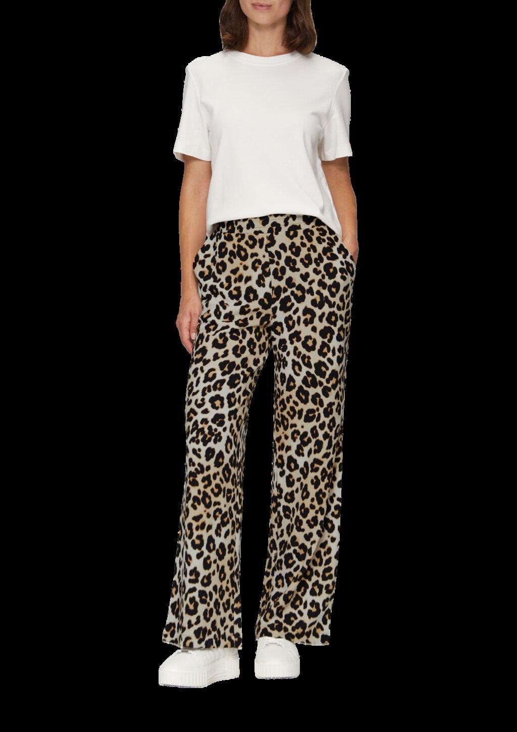 Hose mit Wide Leg aus strukturiertem Jersey